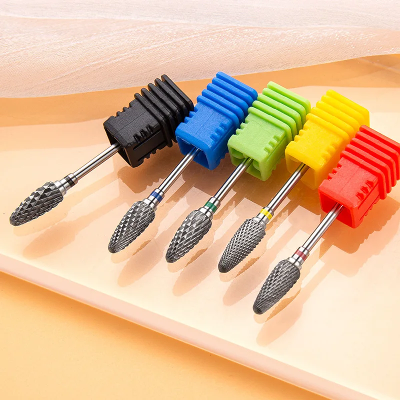 5Pcs Tungsten Carbid Nail Drill Bits Rotate Electric Carbide Milling Cutters for Manicure Gel Polish Remover Nail Files Pedicure