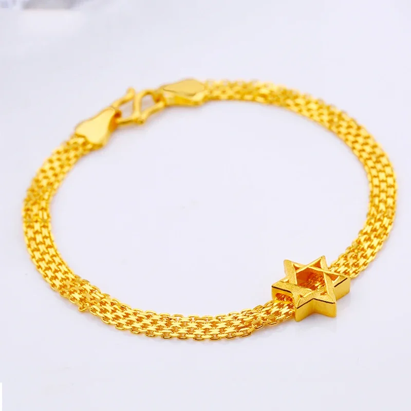 JLZB 24K Pure Gold Bracelet Real 999 Solid Gold Bangle Simple Fashion Smart Star Trendy Classic  Fine Jewelry Hot Sell New 2023