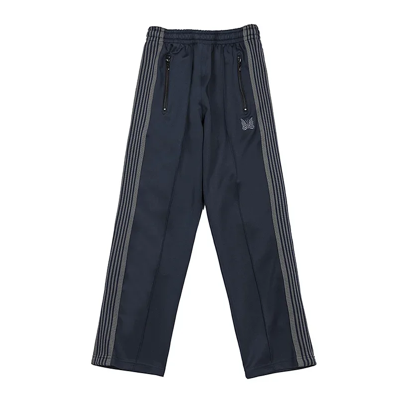 

Men Women Casual Nee dles Jogger Drawstring Navy Blue Sweatpants Best Quality Ribbon Striped Pants Loose Trousers Inside Tags