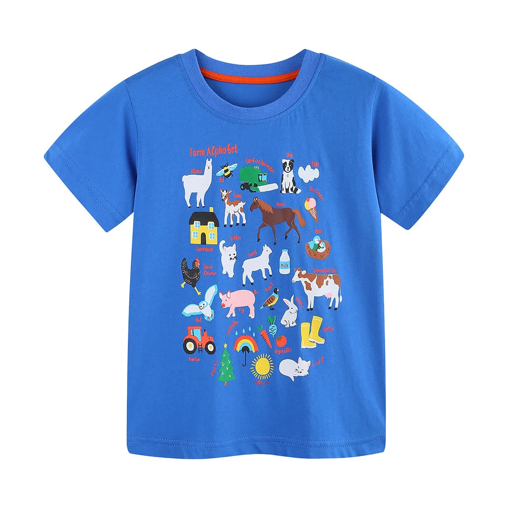 

Summer New Design Short Sleeve T-Shirt for Toddlers Kids - Cute Animal Printed Costume Top Boys Girls Baby Clothing