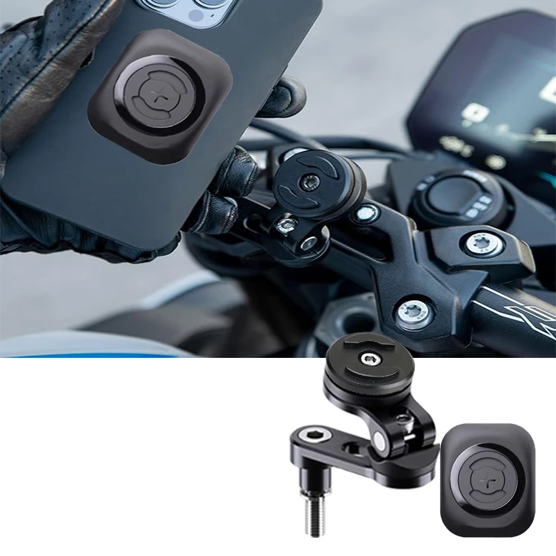 

Motorcycle Bar Clamp Phone Holder Quick Release Shock-absorbing Riding Fixed Phone Holder Equipped with Semi-circular Stickers