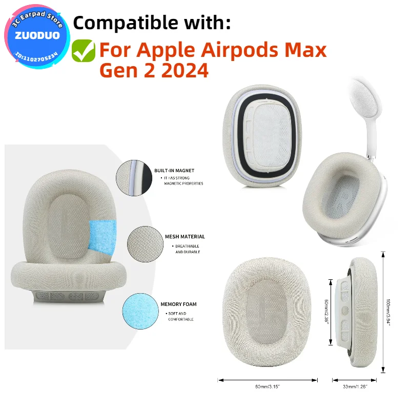 

Replacement Earpads Memory Foam Ear Cushion Cover for Apple Airpods Max Gen 2 2024 Gaming Headset Earmuffs Ear Pads