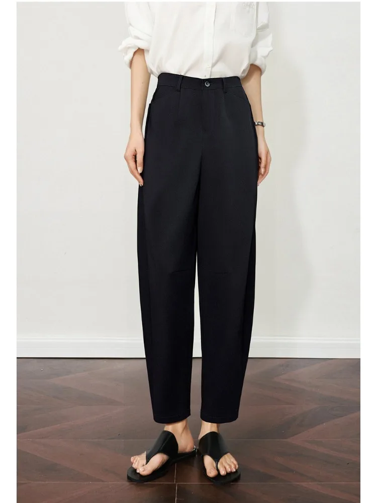 

OLrain Women's Casual Scimitar Trousers 2025 Autumn Loose Fit Elastic Waist Solid Color Commute Daily Wear Pants O57QK000518