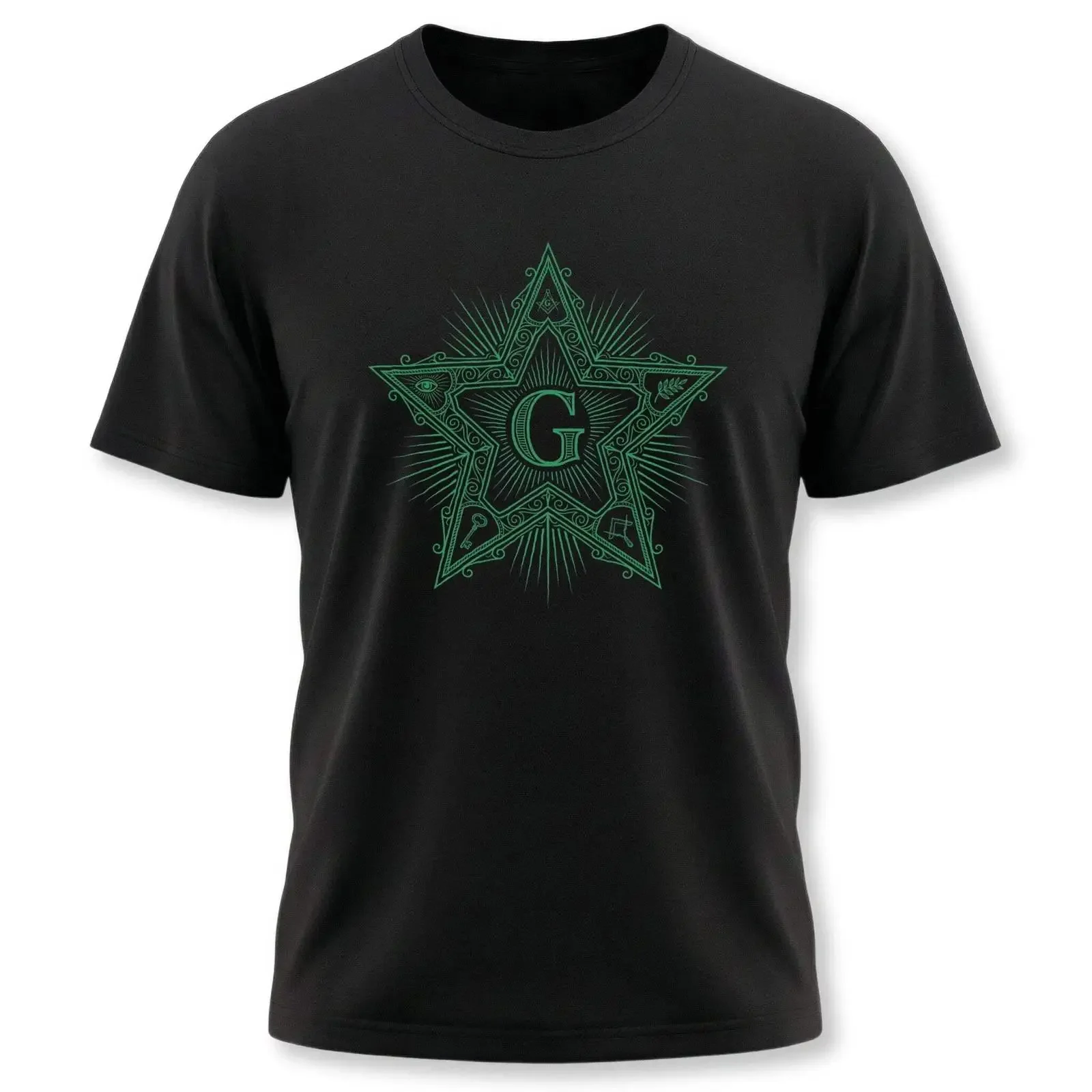 Masonic Blazing Star T Shirt Freemasonry Enlightenment Art vintage Washed graphic Comfortable fashion Stretched Breathable