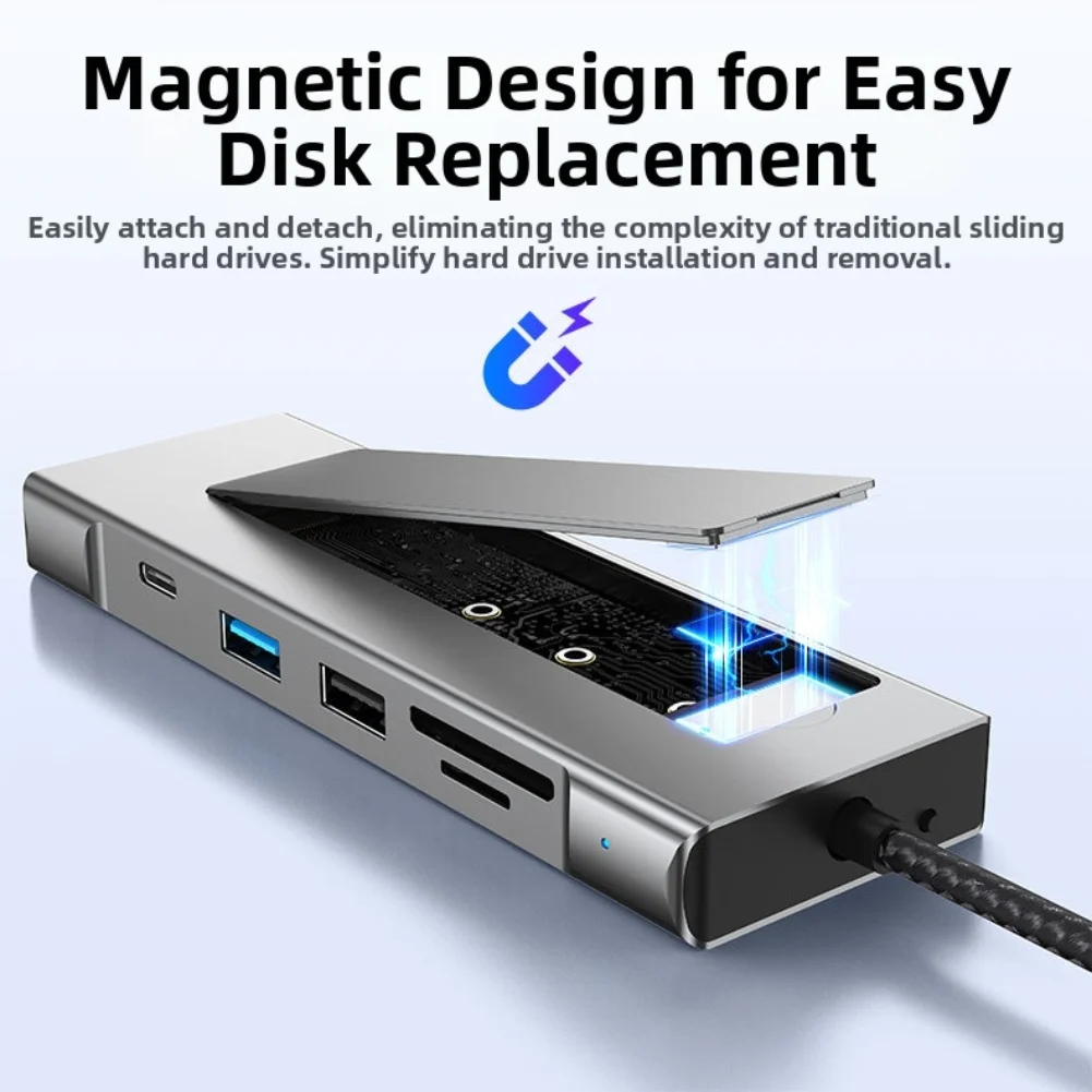Versatile USB Hub M.2 NVMe For-SATA SSD Enclosure Storage USB3.2 Type-c To HDMI-Compatible Dock Station USB For Macbook Tool