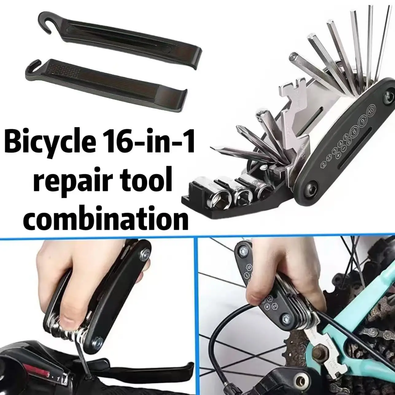 16 in 1 mountain bike portable socket multi-purpose wrench bike multi tool screwdriver bike repair tool