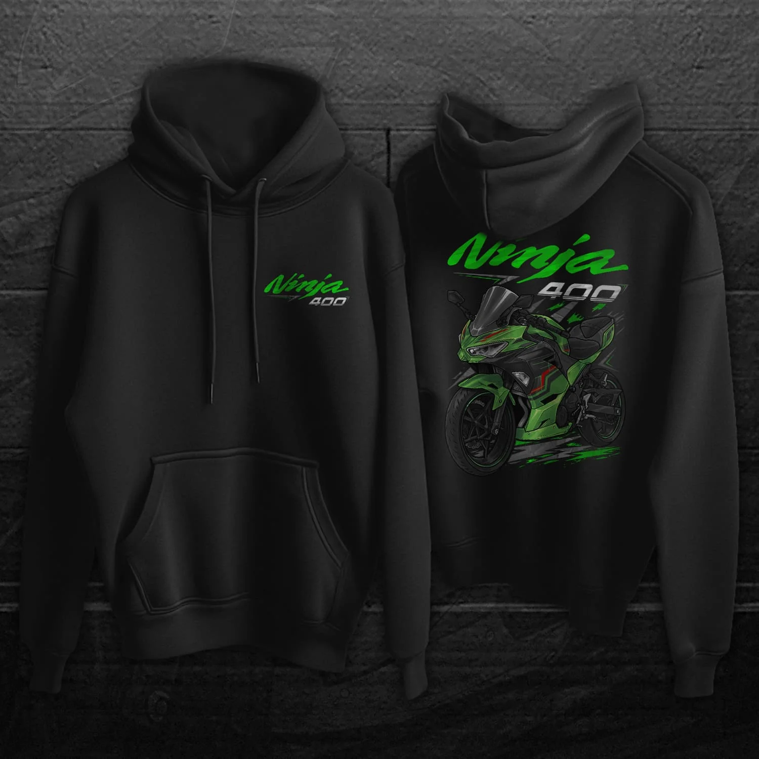 

2022-2025 Models Japanese Ninja 400 Motorcycle Pullover Hoodie Comfortable Cotton Casual Mens Sweatshirts Rider Streetwear