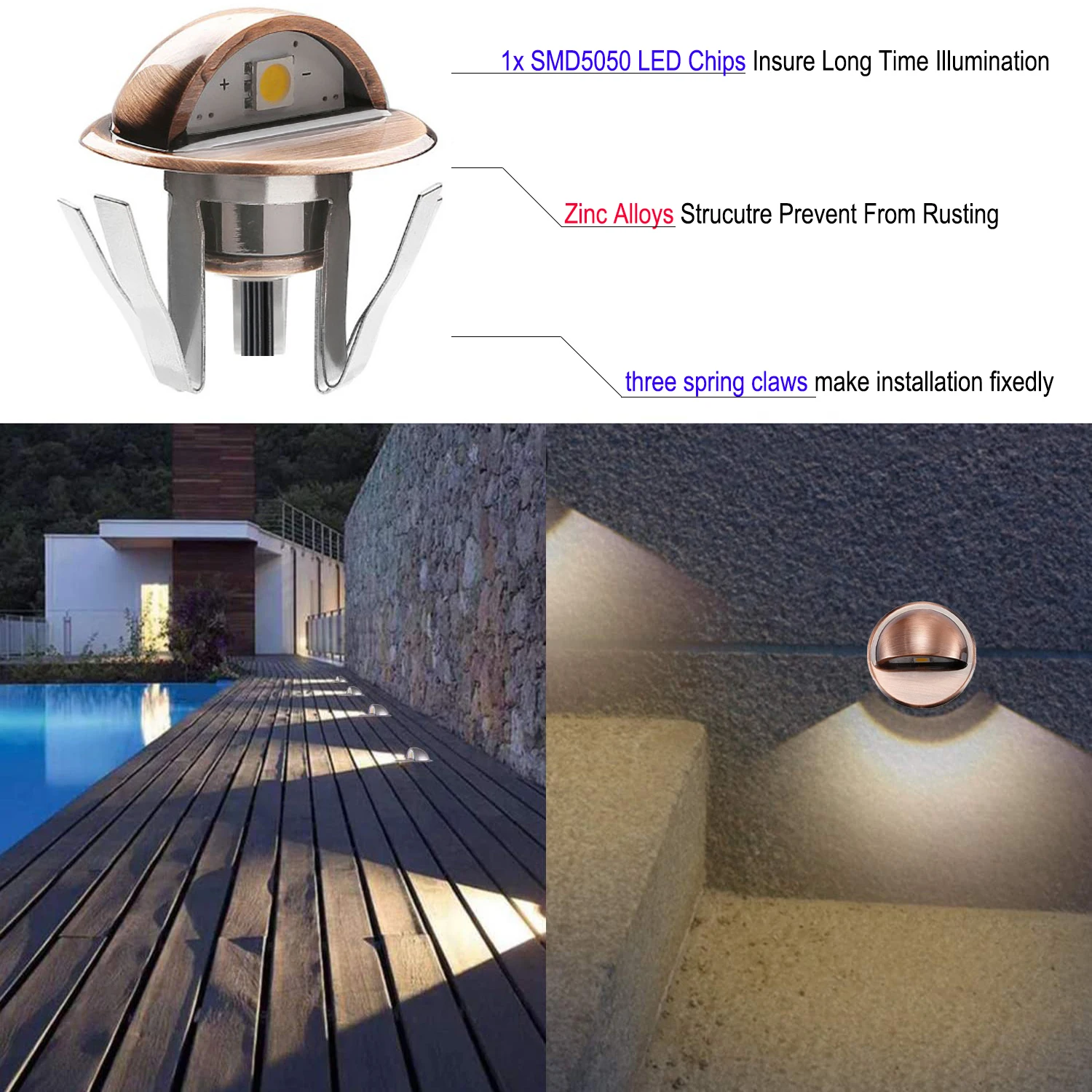 16-Pack QACA LED Stair Lights Low Voltage Recessed Deck Lamps with Elegant Bronze IP67 Waterproof Stairway Patio Step Ligthing