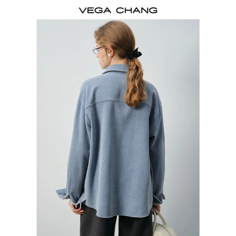 Vega Chang Nova camisa feminina de veludo solto de inverno