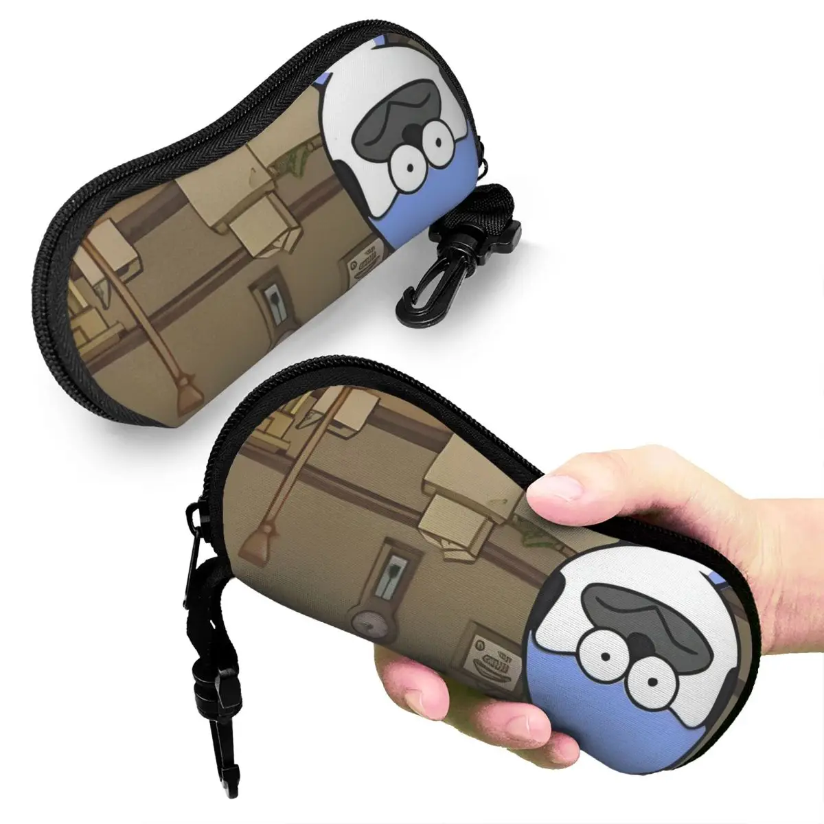 

Mordecai And Rigby Shell Glasses Case Protector Sunglasses Box Women Men Soft Eyeglasses Bag Pouch