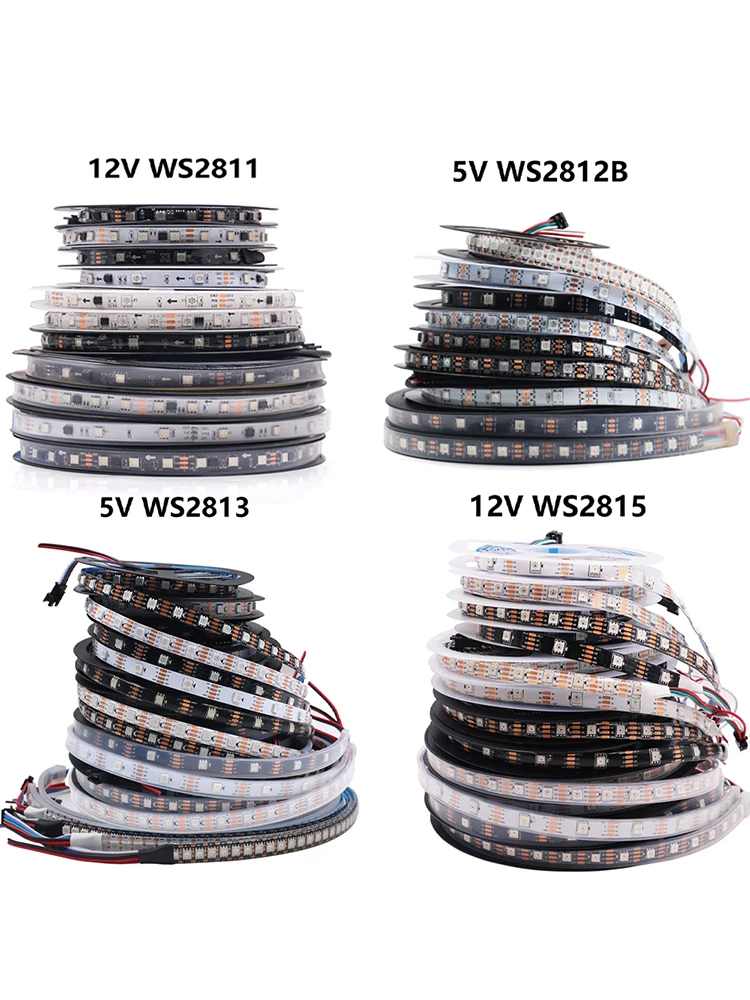 WS2812B WS2811 WS2813 WS2815 5050 RGB Smart LED Streifen 5 V 12 V WS2812 Licht Individuell adressierbar IC 30/60/144 Pixel/LEDs/m DC