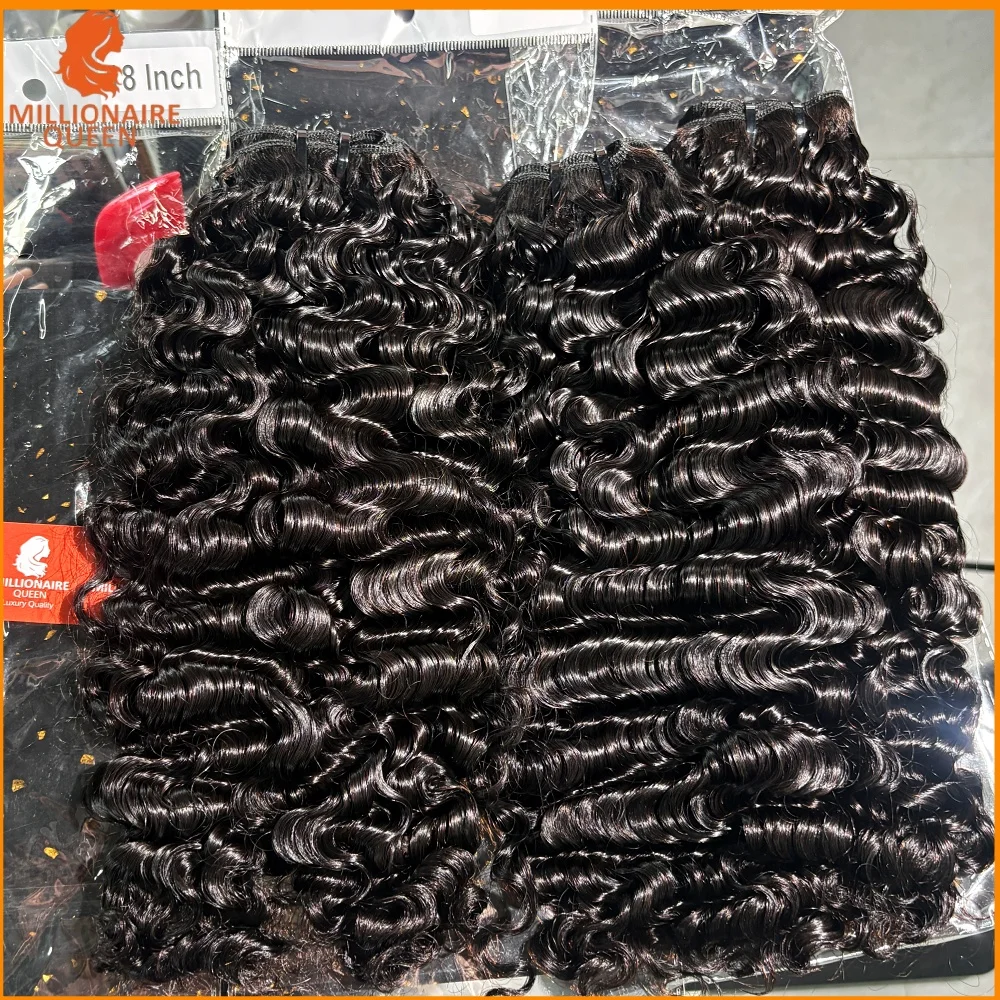 3C4A 14-26 Inch Millionaire Queen Burmese Curly Bundle Sew In Bulk Bundles Double Drawn Weaving Extension 100% Virgin Human Hair