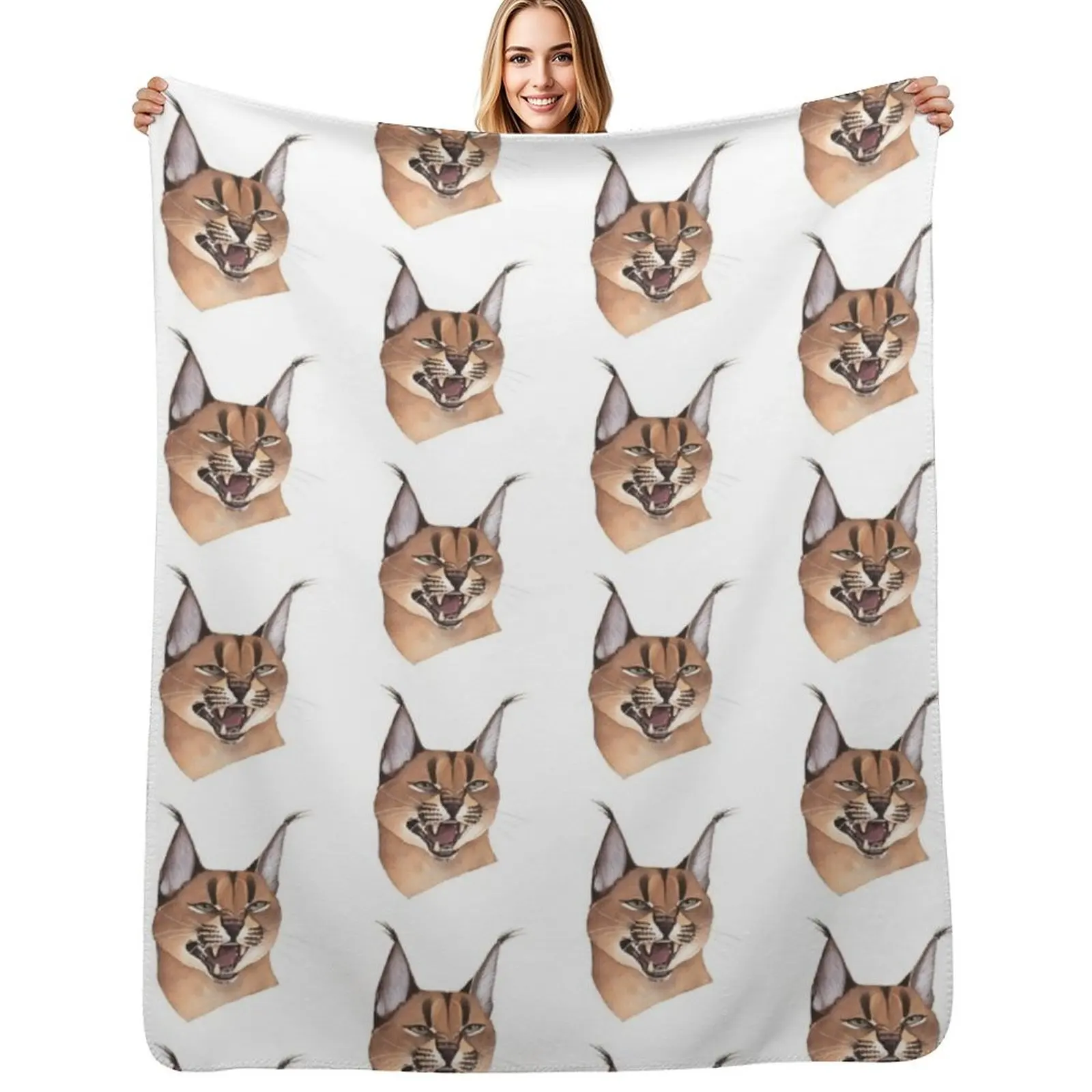 Caracal cat Throw Blanket Foldable Soft Warm Blanket for Outdoor Use