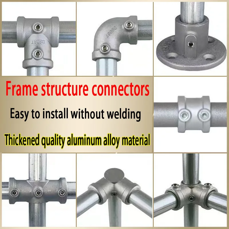 2Pcs 20/25/32mm Thicken Aluminum Alloy Connector Elbow Tee Base Flat  Fitting Connection Fastener DIY Steel Tube Shelf Parts
