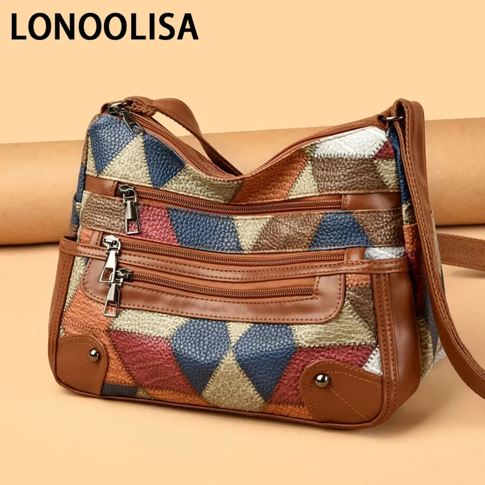 

Vintage Pu Leather Purses and Handbags Casual Shoulder Bag Women's Design Multi-pocket Ladies Crossbody Bags for Women 2024 Sac