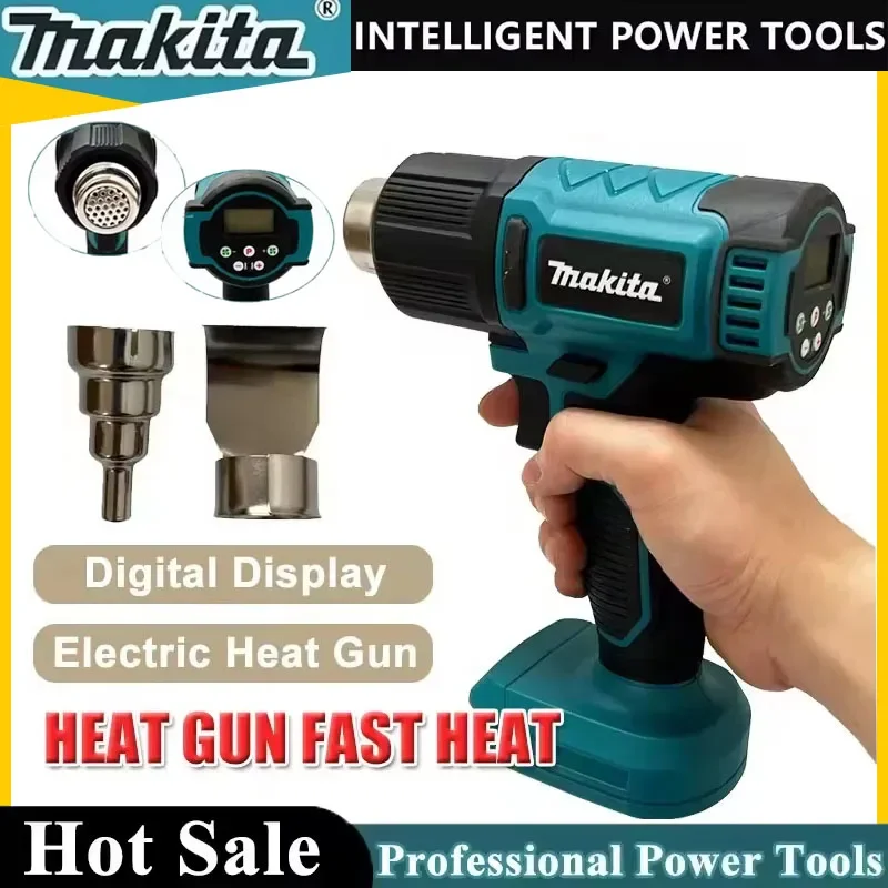 

Цифровой термофен Makita с дисплеем, беспроводной, 2 насадки, промышленный, для термоусадочной пленки, для аккумулятора 20В
