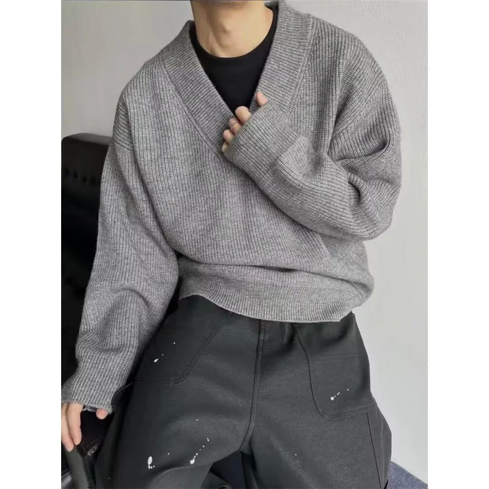 

Hong Kong Sle Men's Knitwear Autumn Winter Thiened Loose Couple Lazy Sle Sweatirt High-End Heavyweight Outerwear