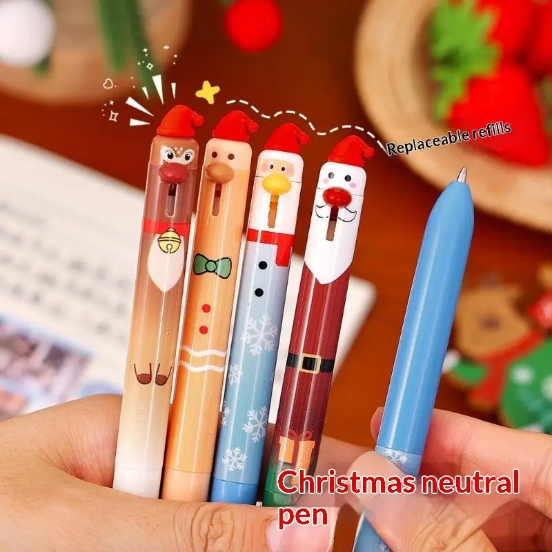 [COA]Cartoon Christmas Ballpoint Pen Push Pen Study Stationery Small Gift Student Christmas Gift Practice Pen[COA]