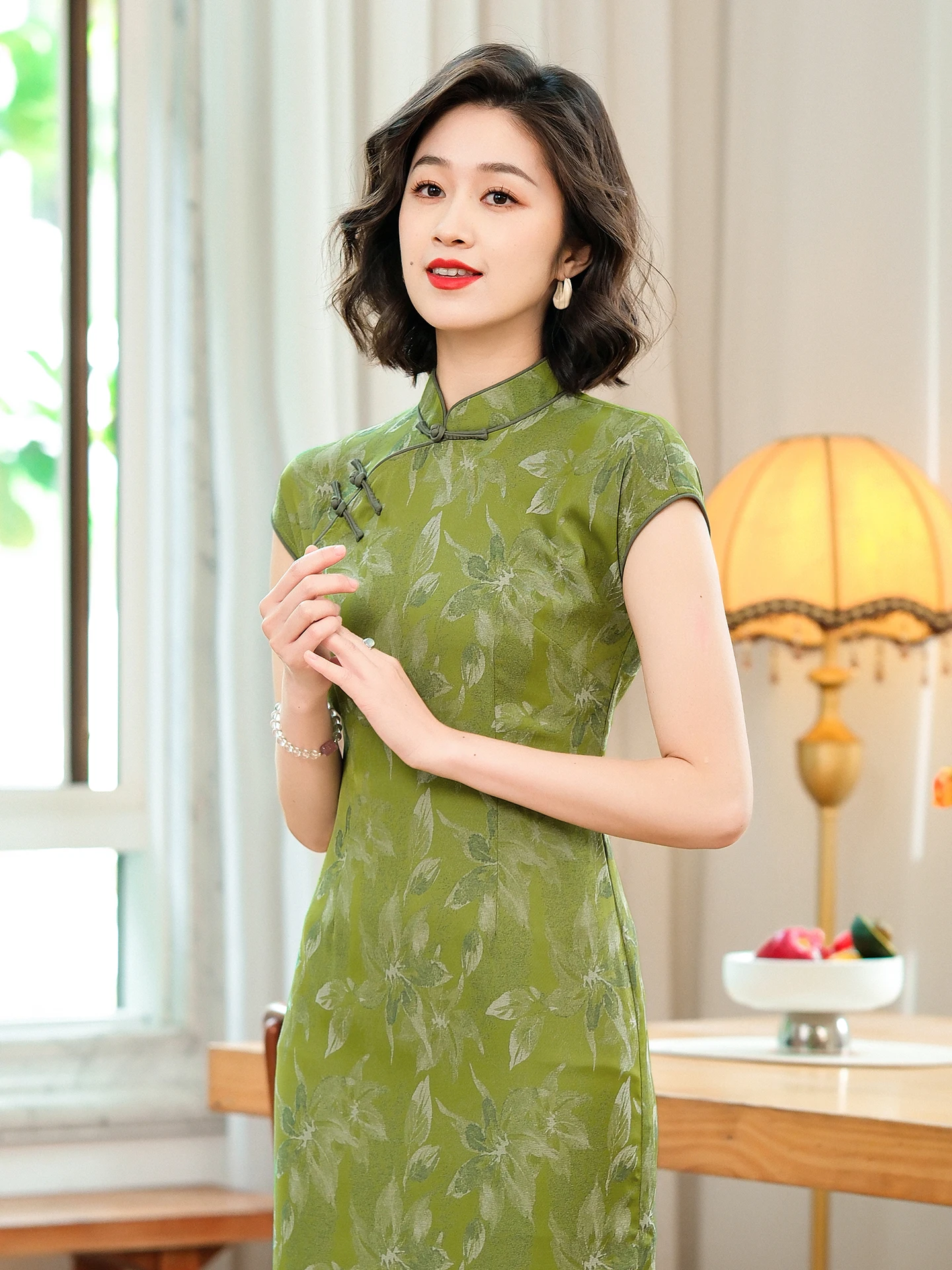 

Dorabana Green Floral Embroidery Vintage Style Women's Dress Summer New Arrival Breathable Polyester Fiber Short Sleeve Midi ...