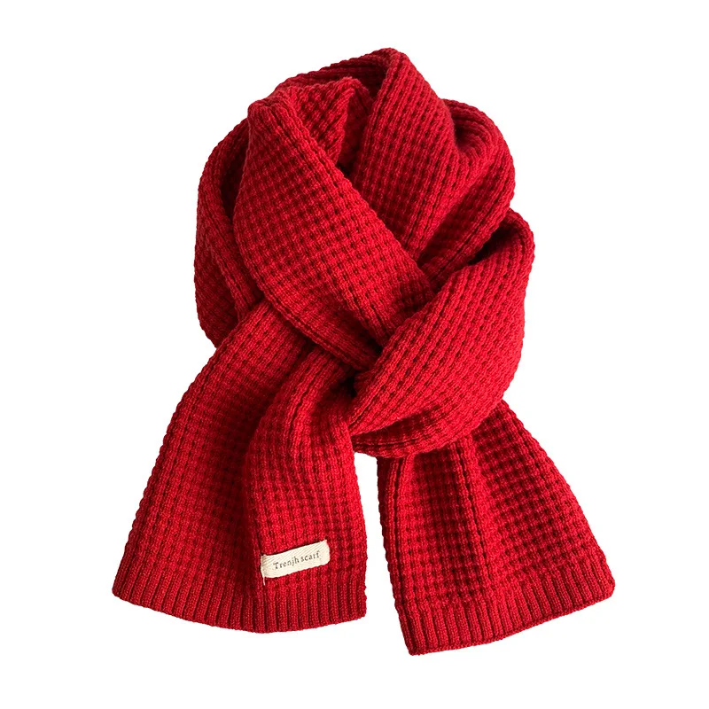 Plaid Scarf Women Christmas Knitted Scarf Casual Versatile Fashion Cold Proof Warm Neck Shawl