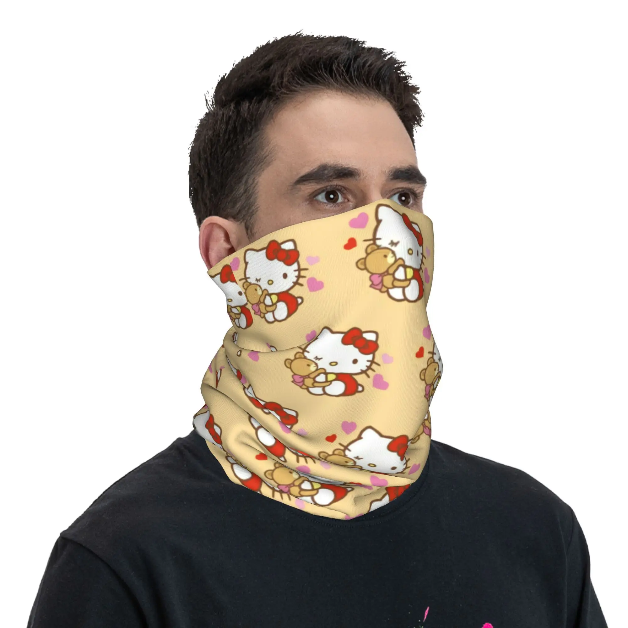 Bufanda personalizada de la bandana del invierno de la protección UV de los hombres de las mujeres de la polaina del cuello del anime del arte de Hello Kitty para el esquí