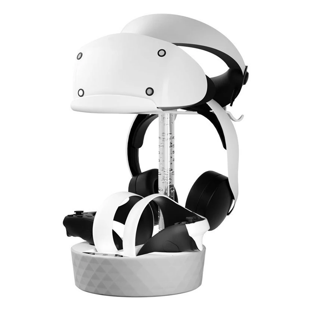 Charging Dock With RGB Light Game Controller Charger Station Earphone Bracket Controller Charging Cradle Replacement for PS VR2