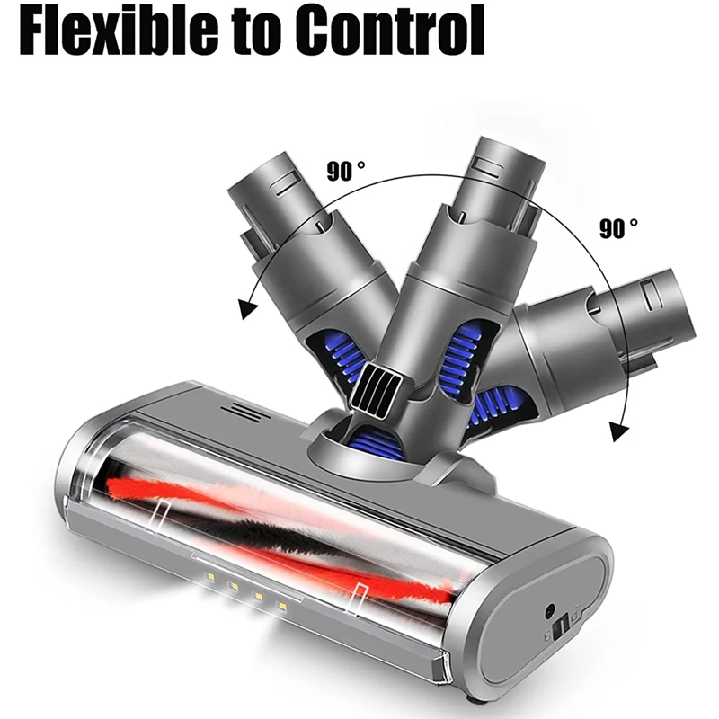 Elektryczna Turbo szczotka rolkowa do Dyson V6 DC58 DC59 DC61 DC62 szybka szczotka z lampką LED do dywanów twarde podłogi