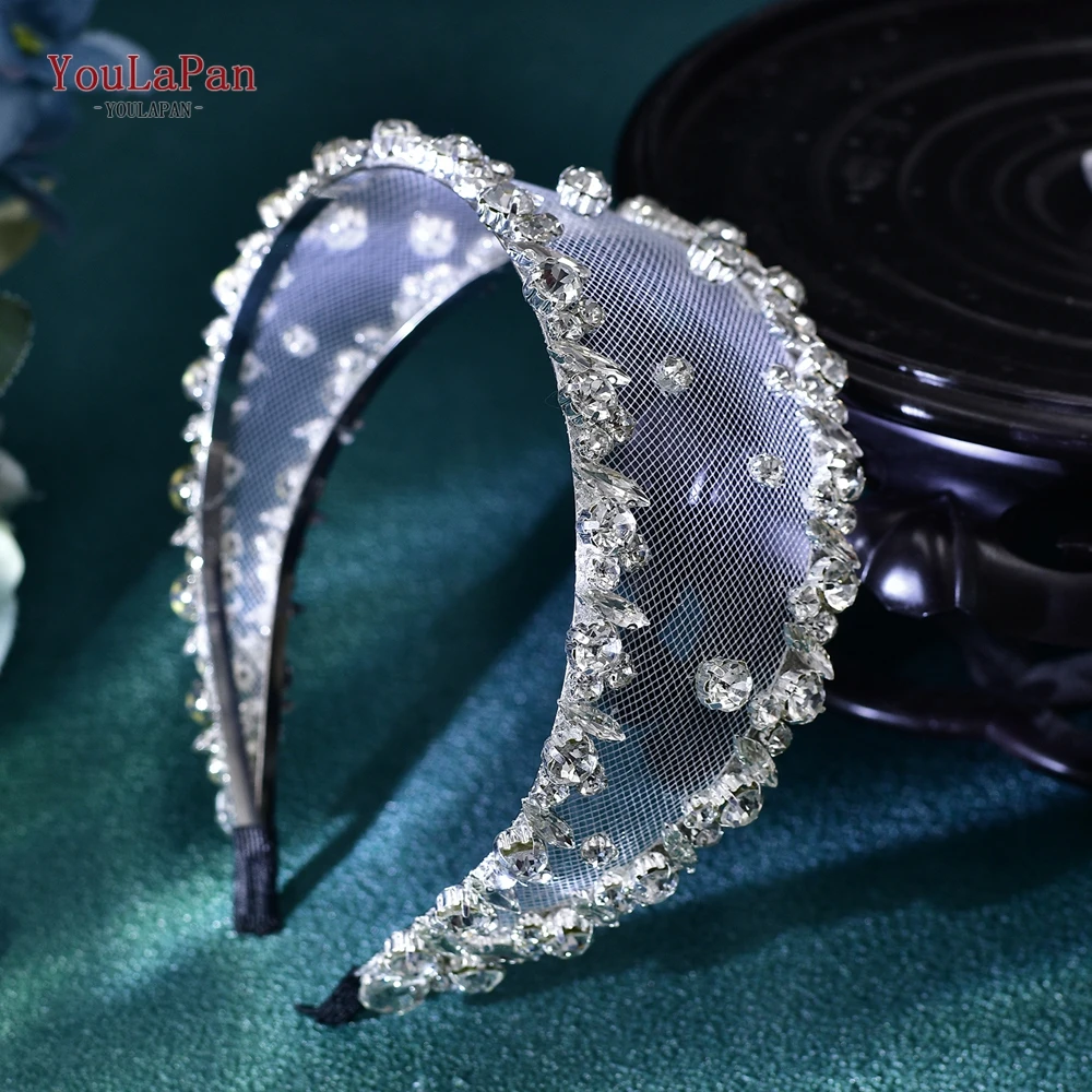 YouLaPan-Diadema para el pelo con diamantes de imitación para mujer, tocado elegante de Color plateado para novia, adornos para fiesta, HP650