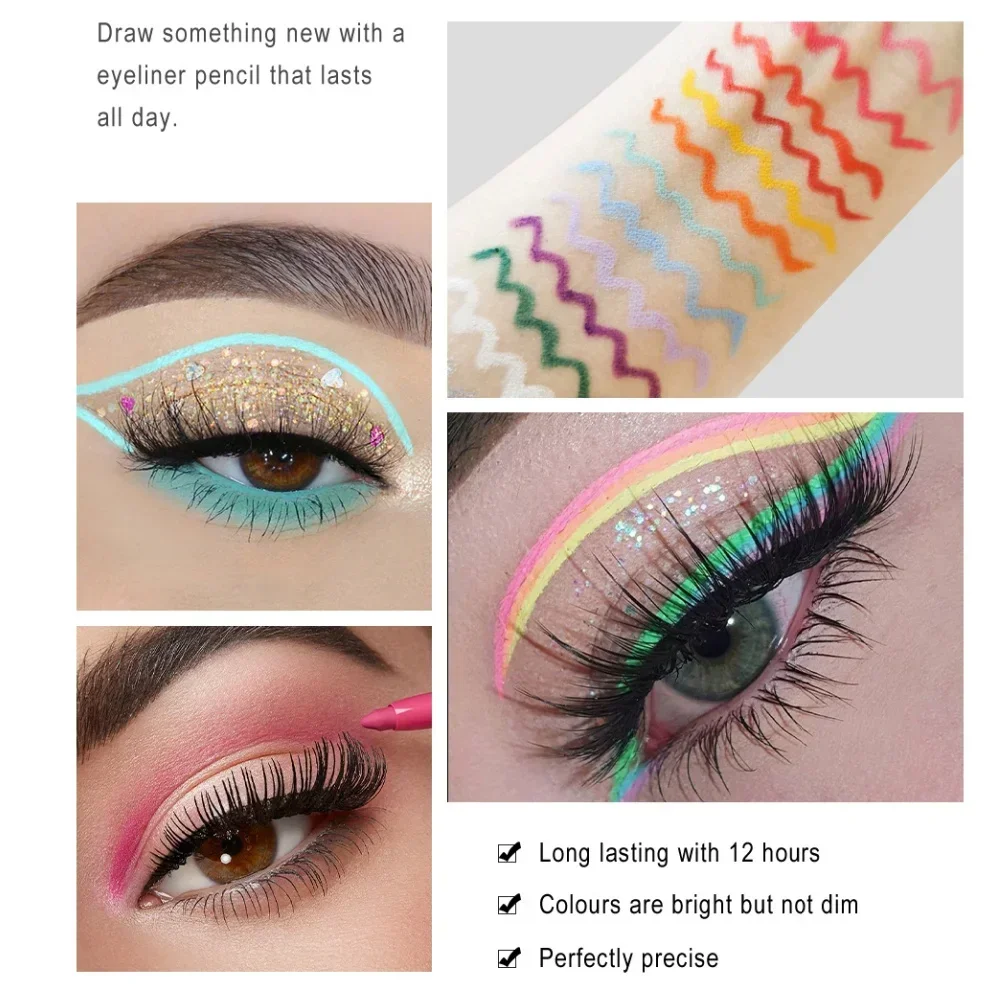 20 Color Matte Creamly Eyeliner Pen Waterproof Smooth Colorful Cream Eye Liner Gel Easy-to-Wear Creme Eyeliners Pencil Cosmetics