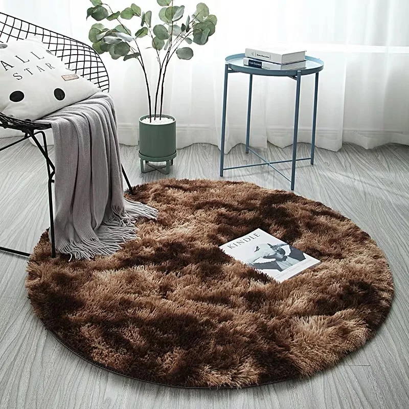 Silver Bubble Kiss Thick Round Rug Carpets for Living Room Soft Home Bedroom Kid Room Plush Salon Decoration