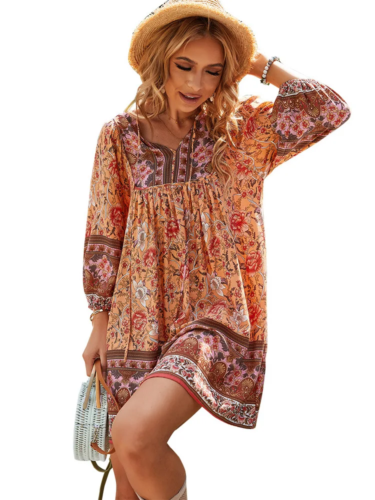 T-shirt d'été pour femmes, décontracté, Vaion imprimé v-ne Dr, ort Sve, Sle Dr No Brand Holiday Faion, modèle de base