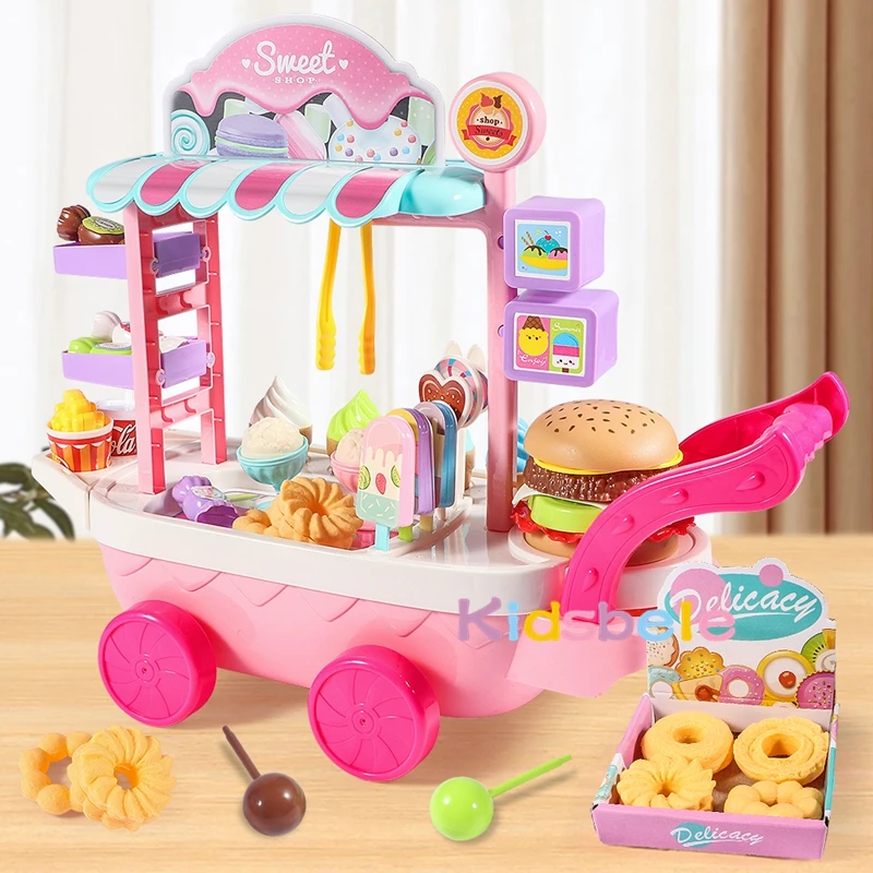 Giocattoli finta Play Set Mini Ice Cream Candy Trolley Ice Cream carrello della spesa House Play Educational Car Truck Cart Brain Game Kids