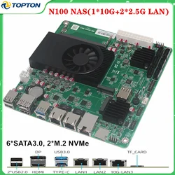 1*10G 2*i226-V 2.5G Intel N100 i3 N305 6-Bay NAS Motherboard 6*SATA3.0 2*NVMe 1*DDR5 4800MHz Soft Router Firewall ITX Mainboard