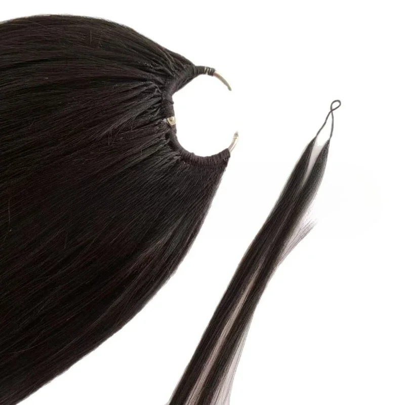 Traceless hair extension, crochet hair extension, female real hair, invisible 6d micro interface, long straight hair.