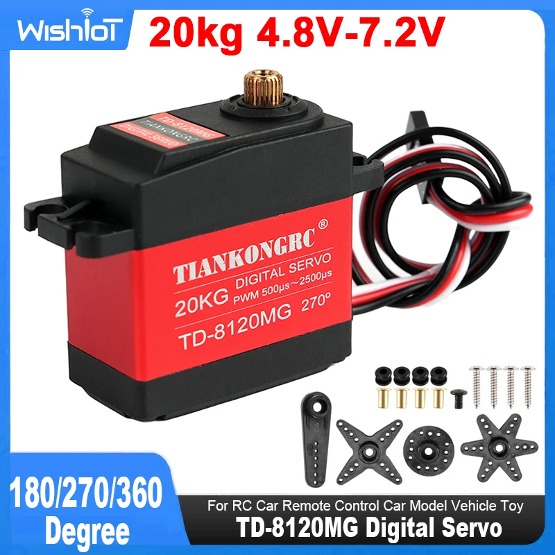 TD-8120MG Digital Servo 20kg Waterproof Metal Gear High Torque 180/270/360 Angle For RC Car Remote Control Car Model Vehicle Toy