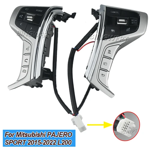 Imagen 1 del producto Interruptor de Control de crucero, botón de Audio Multimedia para volante para Mitsubishi PAJERO SPORT 2015-2022 Outlander Delica L200