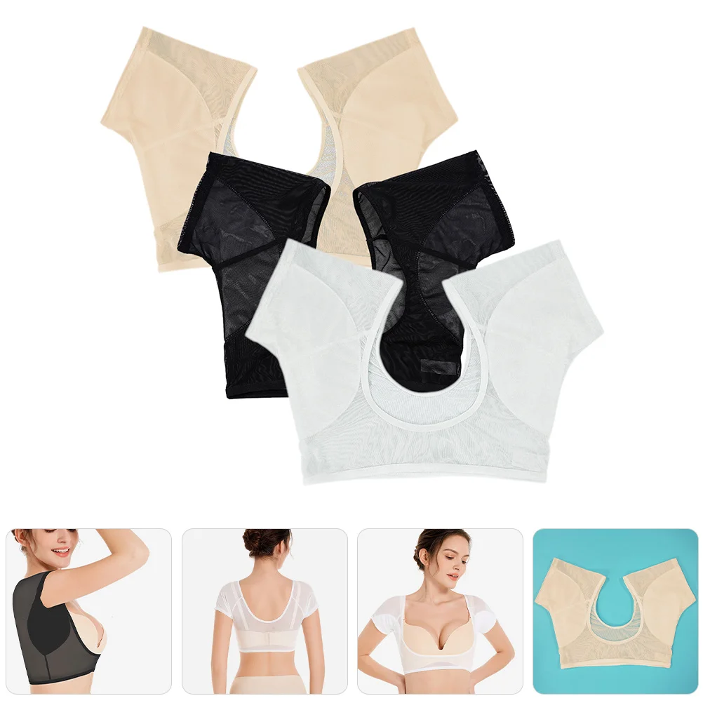 3 قطعة سترة عرق تحت الإبط للنساء السيدات قابل للغسل قميص مقاوم للعرق سترة صيفية رقيقة قابلة للتنفس وسادة الإبط