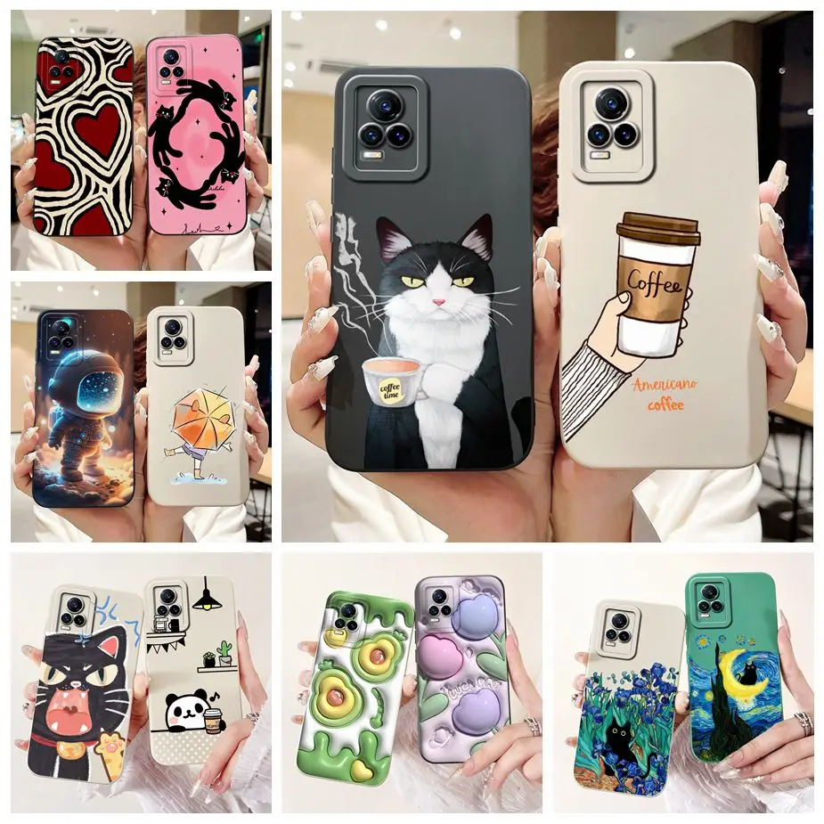 For Vivo V21e 4G Case V2061 Luxury Candy Painted Cover Soft Silicone Phone Case For Vivo V21 V 21 VivoV21 e Fundas 6.44'' Bumper