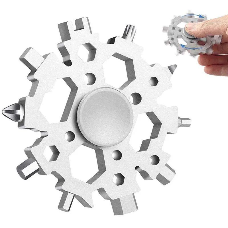 Snowflake Multi Tool Fidget Spinner Screwdriver Wrench Bottle Opener Portable for Outdoor Adventure & Daily Use Practical Gifts