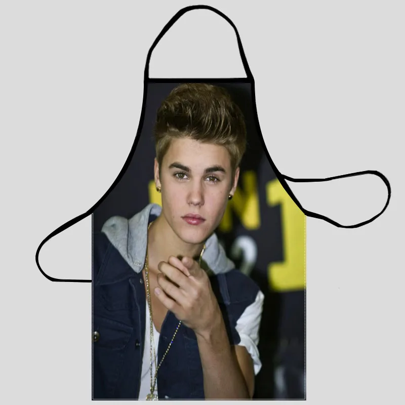 Justin Bieber Pattern Oxford Fabric Apron For Men Women Bibs Home Cooking Baking Cleaning Aprons Kitchen Accessory