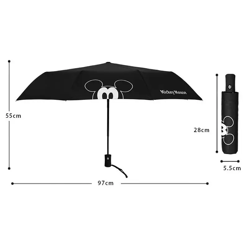 Mickey Mouse Disney Umbrella Anime Automatic Three Fold Sun Umbrella Cartoon Child Parasol Kawaii Girl Rain Shine Umbrella Gift