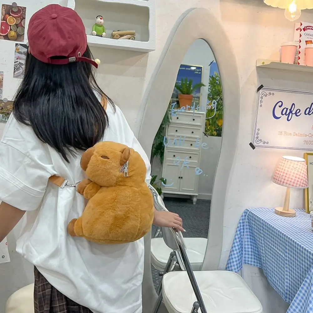 กระเป๋าเป้สะพายหลังตุ๊กตาสัตว์น่ารักๆ capybara Plush เป้สะพายหลังการ์ตูนแบบพกพาน้ำหนักเบาน่ารักกระเป๋านักเรียนไปโรงเรียนโรงเรียน