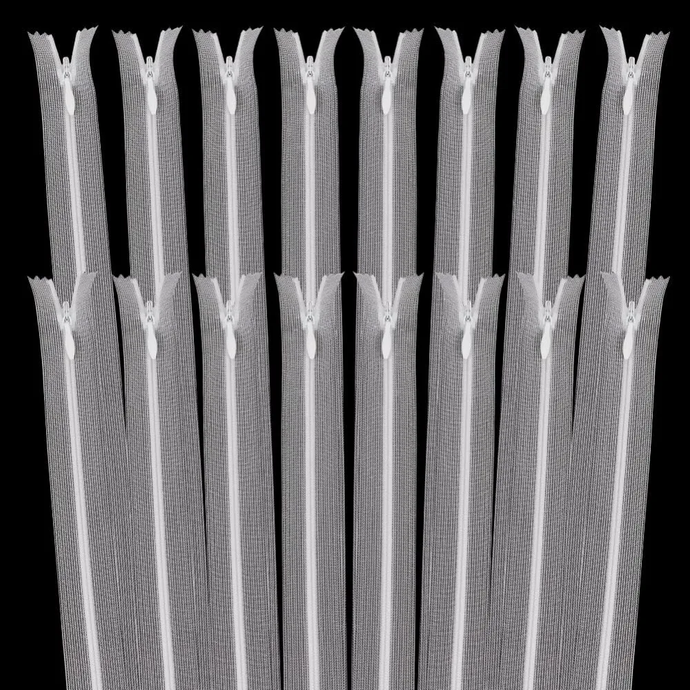 

16 Pcs Transparent Invisible Zippers 13.18inch Long White Translucent Nylon Zippers Clear Zippers for Sewing making kit