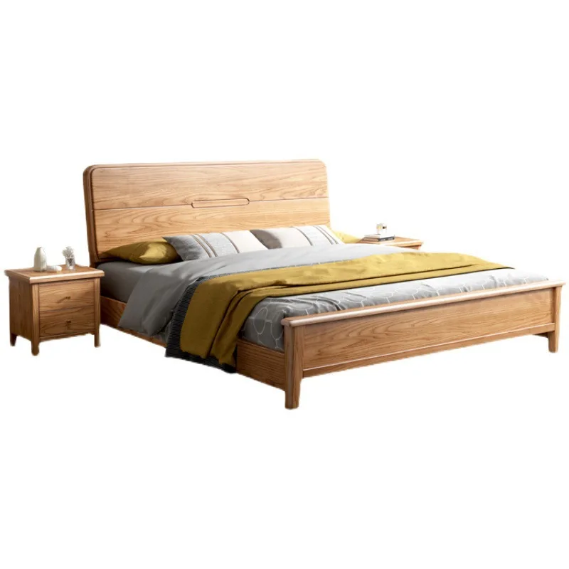 

North America, red oak solid wood bed Japanese-style small apartment double 1.8 meters master bedroom