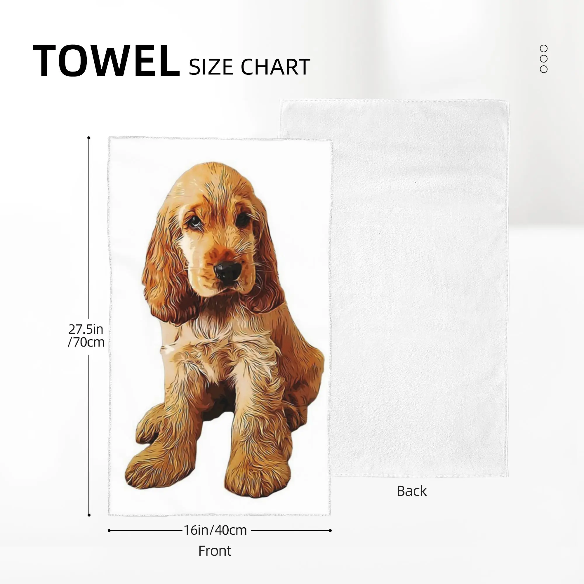 Custom Gold Cocker Spaniel Puppy Dog Soft Face Towel Quick Dry Pool Bath Cotton Towels Breathable