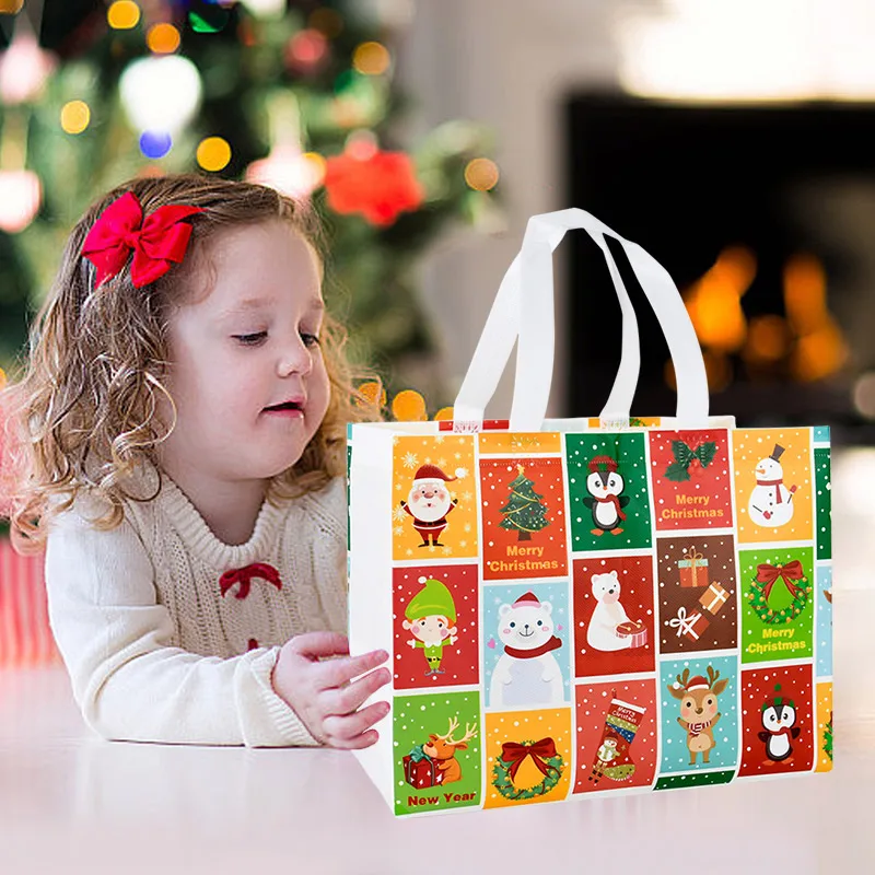 Weihnachts-Einkaufstasche mit Griffen, Weihnachtsmann, Schneemann, Süßigkeiten, Geschenkverpackung, Tasche, Frohe Weihnachten, Neujahr, Party, Dekoration, Noel-Einkaufstasche – Detail 14