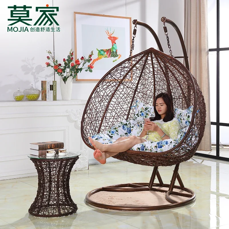 Double Rattan Chair Balcony Swing Indoor and Outdoor Home Bird's Nest Single Chlorophytum