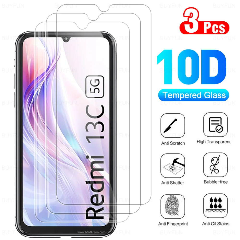 Pellicola di vetro 3 pezzi per Xiaomi Redmi 13C 5G 13R pellicola salvaschermo per Xiaomi Redmi 13C 4G Redmi13C 13 C C13 mi13R HD vetro temperato