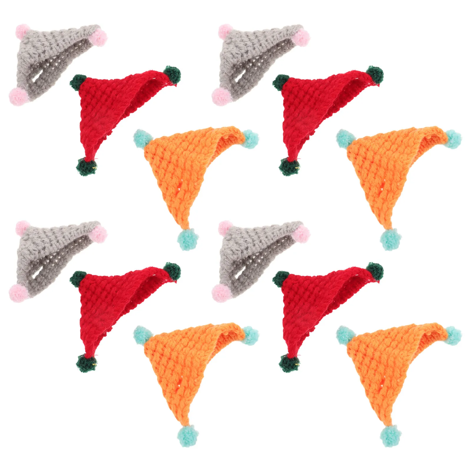 12Pcs Mini Crochet Knit Hats Soft Wool Handmade Triangular Design Perfect for Craft DIY Birthday Holiday Decoration