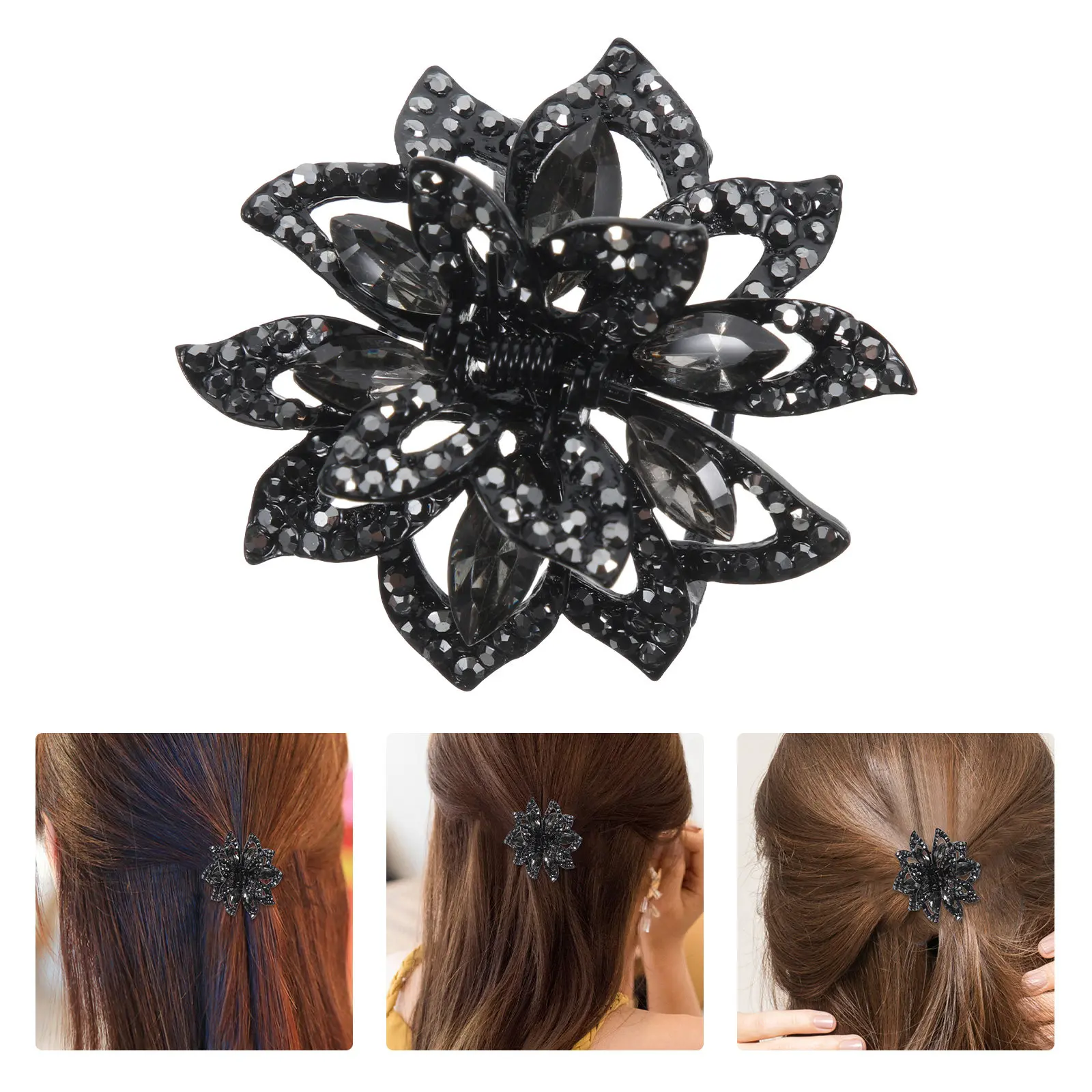 

Rhinestone Flower Hair Claw Clip for Women Stylish Decorative Jaw Clip Easy to Use Strong Hold for Birthday Wedding Daily Life